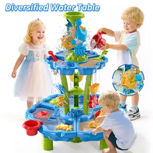2 Tier Sand and Water Table Set for Kids Summer Outdoor Beach Toy Perfect for Birthday Christmas Holiday Gift with Beach Surfing Fun Soaking Bath Time and Versatile Use【A】 tiktokshopspringglowup