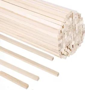 140Pcs 1/4" X 12" Balsa Wood Sticks, Square Dowel Rods Unfinished Balsa Wood Strips Hardwood Sticks for Crafts DIY Projects Models Making WSICSE