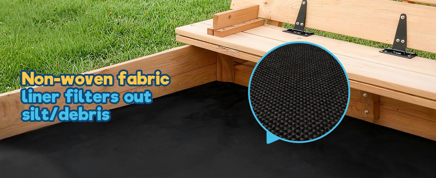 FUNTOK 48''x48'' Kids Sandbox with Lid, Wooden Sand Box with Foldable Bench Seats, Rotatable Canopy, UV-Protection, 300 Lbs Weight Capacity, for Backyard, Patio, Outdoor Play