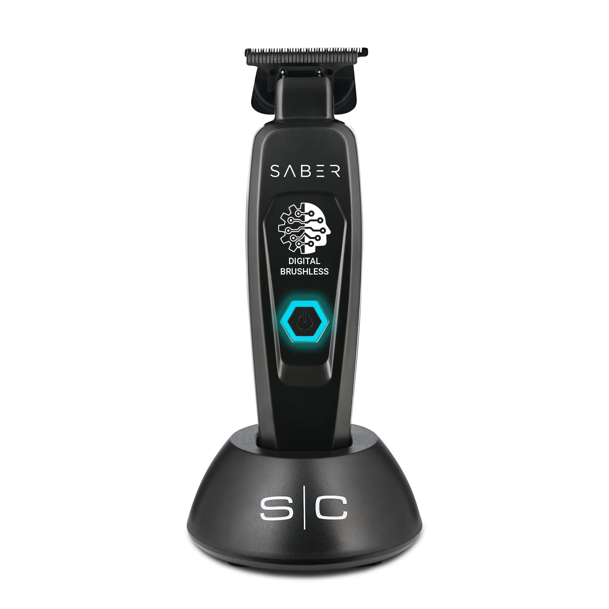 StyleCraft Saber Trimmer - Professional Cordless Hair Trimmer with Full Metal Body and Digital Brushless Motor in Black