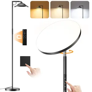 FULSUNT 36W Bright Floor Lamps for Living Room, 2 in 1 LED Torchiere Floor Lamps, Standing Lamp for Bedroom, Tall Floor Lamp for Office, Black Modern Reading Lamp