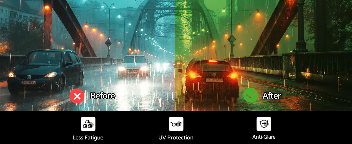 【Night Drivng Glasses】Myiaur Polarized Night Vision Glasses for Women, Anti Glare Driving Vision Glasses with Yellow Lens, UV400 Protection