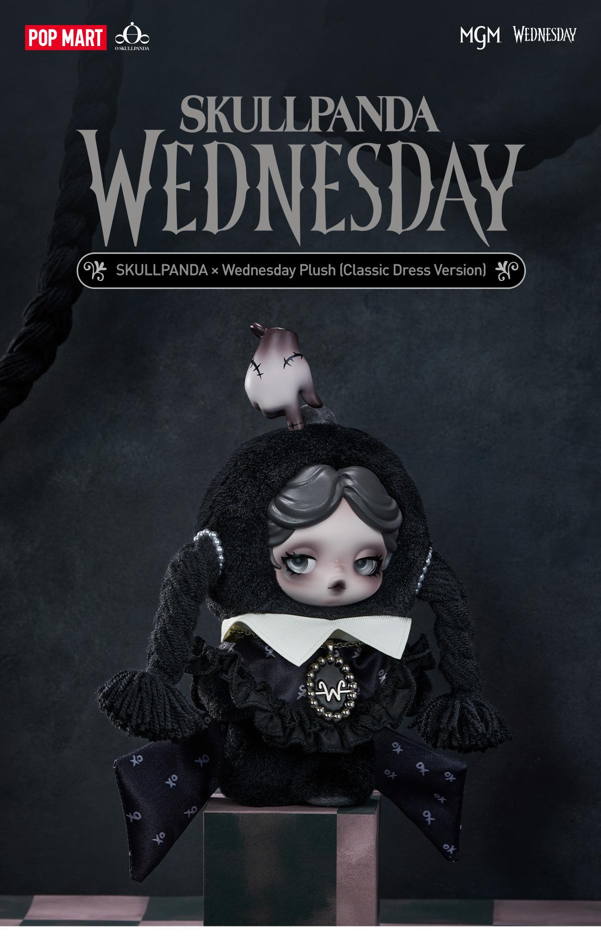 POP MART SKULLPANDA × Wednesday Plush（Classic Dress Version）