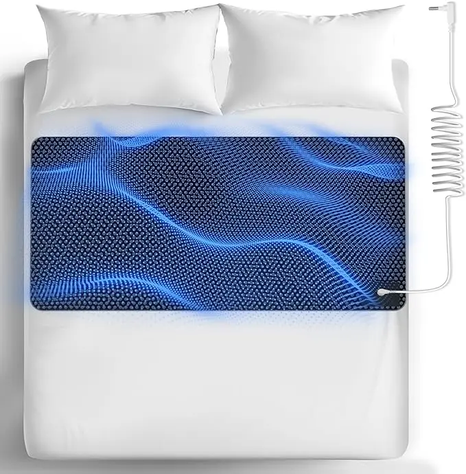 Groundbam Black Sleep Bed grounding pad,Non slip PU leather grounding pad,Mattress Pads and Toppers for All Seasons