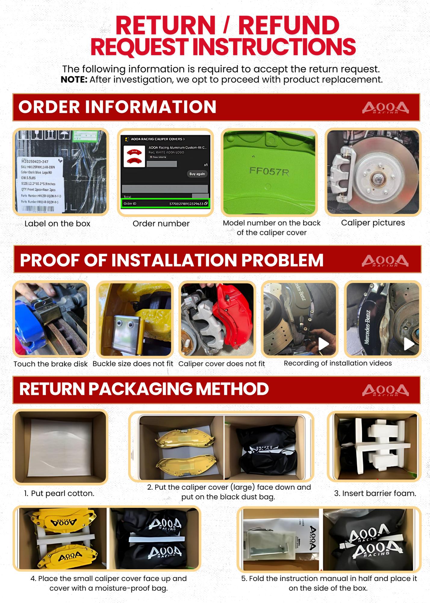 AOOA Racing Caliper Covers Aluminum Brake Caliper Covers Fit for Mercedes-Benz G-Class (front and rear)