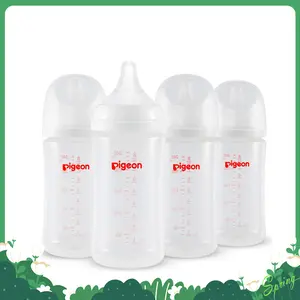 Pigeon PP Nursing Bottle Wide Neck, Anti-Colic, Streamlined Body, Natural Feel, Easy to Clean, 8.1 Oz(Pack of 4), Includes 4pcs M Nipples (3m+)  baby registry essential