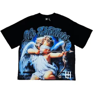 Blind Cupid Rhinestone Graphic Tee, Gothic Y2K Streetwear Oversized T-Shirt, Black Unisex Cotton Top for Fashion Lovers