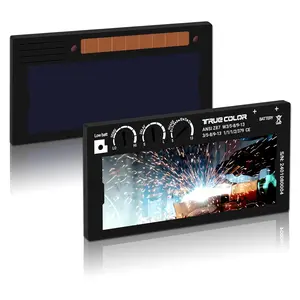 【Shade 5-13】 Adjustable Gold Auto Darkening Welding Lens 2x4 1/4, Solar Energy Welding Lens, True Color Blue Welding Lens, Welding Lens Replacement for Standard Welding Hoods and Welding Helmets