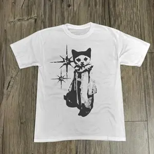 Gildan Men's and Women's T-shirt, Dark Cat Skeleton Graphic Tee, Y2k Unisex Graphic Tees Gothic Grunge Emo Scene Amity Affliction Style Clothes Menswear Womenswear Streetwear