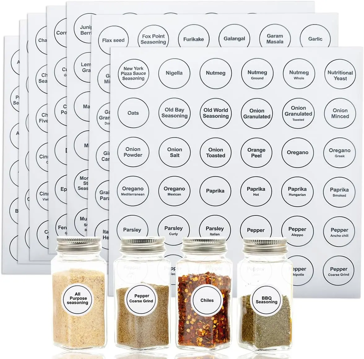 432 Pcs Waterproof Spice Labels, Round Adhesive Stickers for Kitchen Organizers