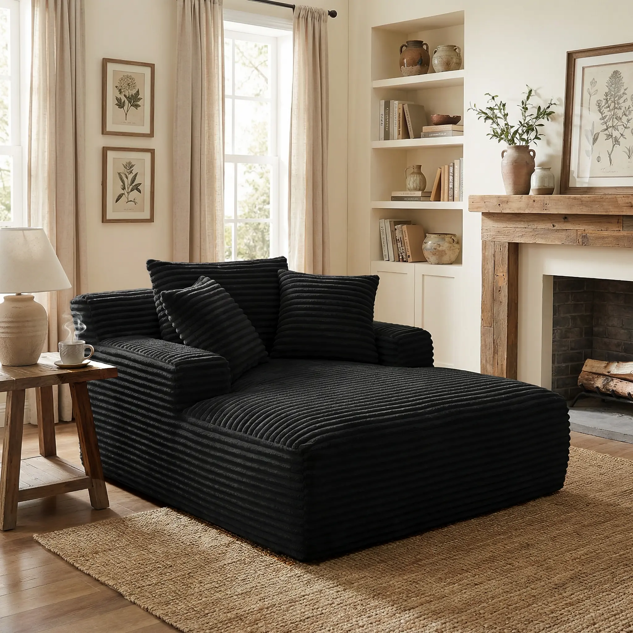 Black Plush Corduroy