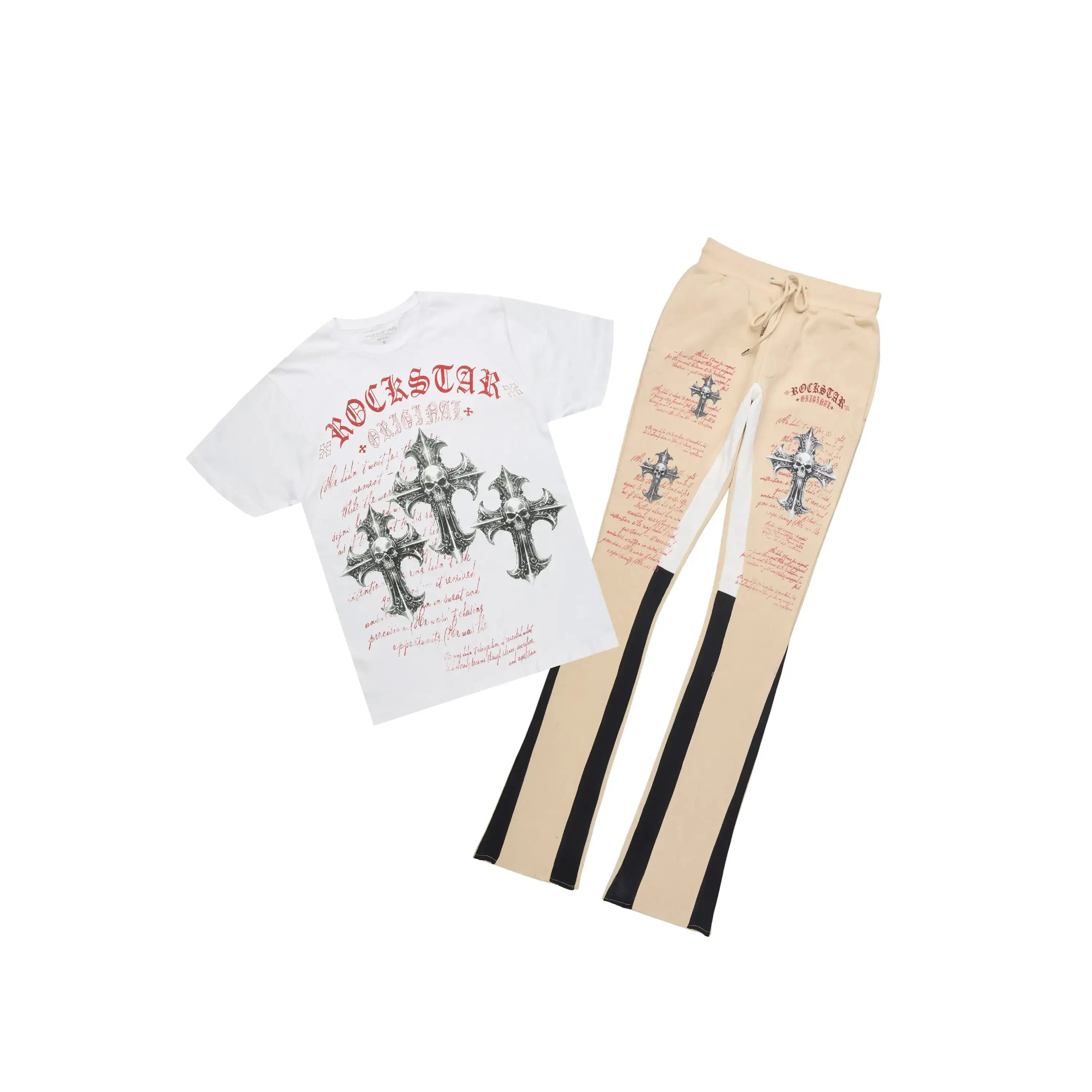Bowman White/Beige T-Shirt/Relaxed Track Set