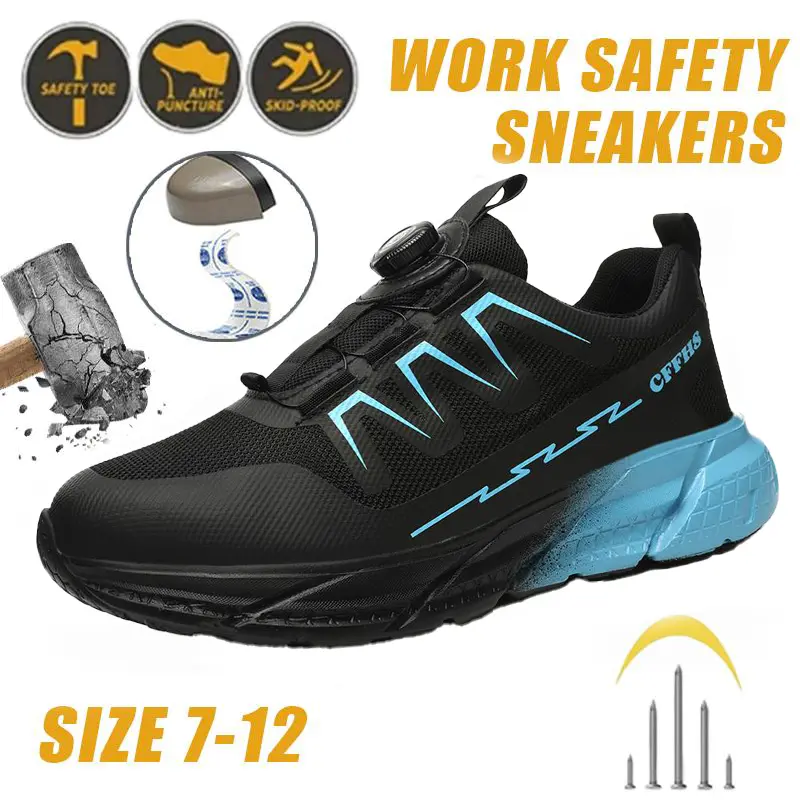 Women's Stylish Breathable Composite Toe Work Footwear - Anti-Smash, Anti-Puncture Worker Shoes, Steel Toe Construction Work & Safety Footwear, Slip On, Block Heel, Metatarsal Guard, Striped, Chic, Safety Gear