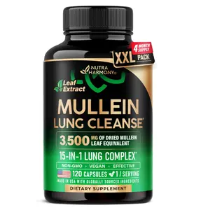 Mullein Leaf Extract for Lung Detox - Marshmallow Root | Echinacea | Oregano | Quercetin | NAC - 15-in-1 Lung Support & Cleanse for Smokers Supplement - Made in USA - As Drops, Tincture - 120 Capsules