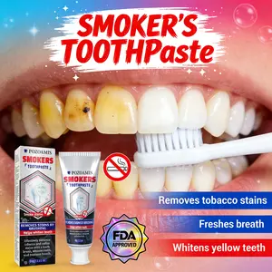 Multi-Stain Removal Toothpaste for Smokers, Professional Whitening for Yellow Teeth, Deep Cleaning for Coffee & Tea Marks, Strong Breath Freshener, Enamel Safe & Anti-Plaque Formula, Daily Care. Oral Antibacterial Coconut Foam Repair Scent Cleansing Brush