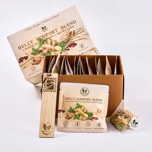 Tummy Tea • Belly Comfort Blend | 8 Fusion Herbs Soothing Herbal Tea, Lion's Mane Mushroom etc, Lion’s Mane Mushroom, Peppermint, Ginger, Licorice Root, Orange Peel, Fennel Seed, Hawthorn Berry, Clove |  Gut Harmony | 15 TEABAGS East-West Wellness
