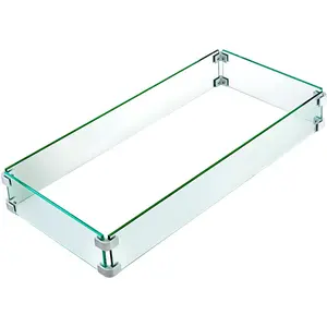 【Summervibes】VEVOR Fire Pit Wind Guard Fire Pit Tempered Glass Wind Guard Fence (29.5 x 13.6 x 4 Inch)