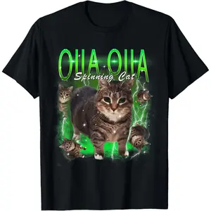 100% Cotton Cute OIIA OIIA CAT Spinning Cat Internet Meme Funny T-Shirt