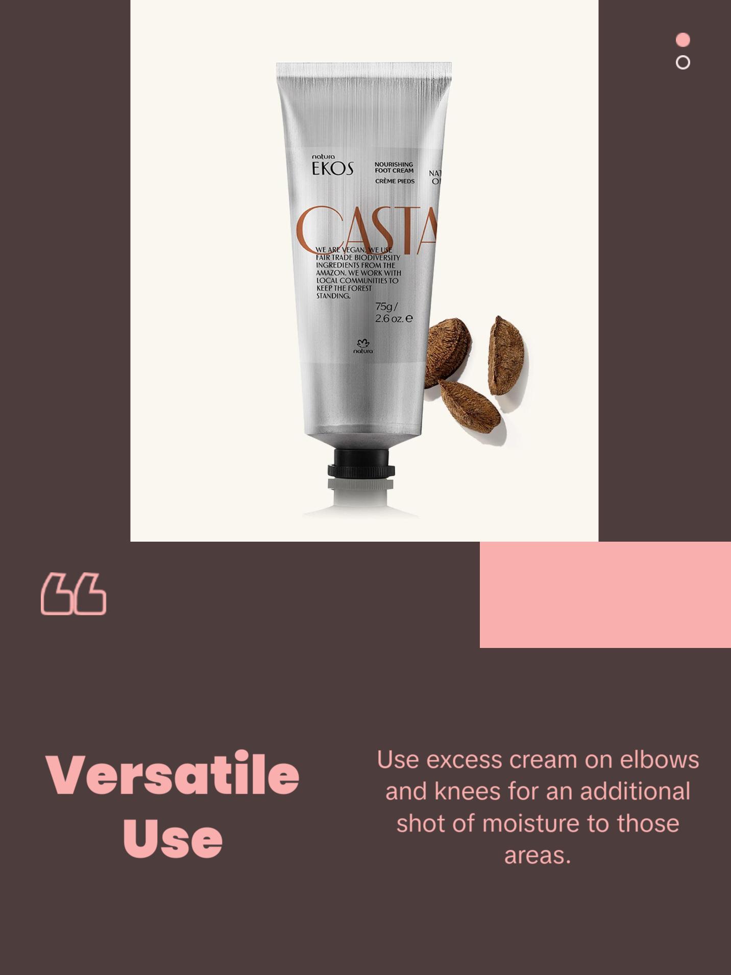 Natura Brazil Nut Foot Cream, Fast-Absorbing Moisturizer, Softens, Smooths & Repairs Rough Dry Skin 2.6oz