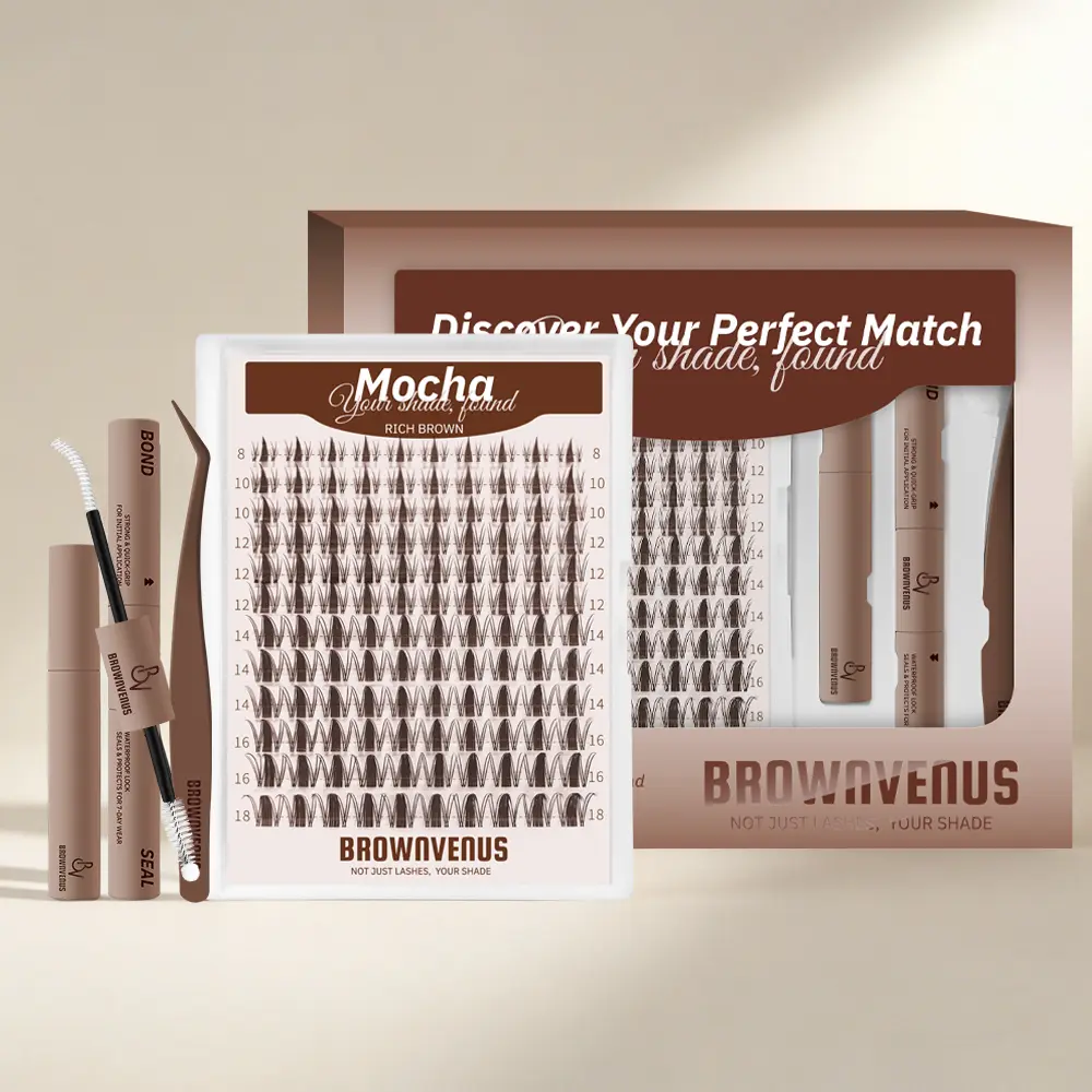 Brown Lashes Clusters Mocha | BrownVenus Brown Manga Eyelash Extension Kit Fairy Viva Cluster Dark Brown Clusters for a Subtle Glam Brown Fairy Brown Manga Viva Style Soft Alternative to Harsh Black Lashes Perfectly Matched for Fair Skin,back to school