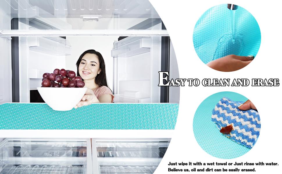 LMMAKE 12Pcs Cuttable Refrigerator Lining Mats Non Toxic Food Grade Material Easy Cleaning Nonslip Waterproof Drawer Cabinet Mats Insulated Moisture Proof Stain Resistant Coasters Fridge Accessories