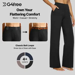 G4Free EverGoing Women's Wide Leg Dress Pants Pull On Stretchy High Waisted Casual Trousers with Pockets