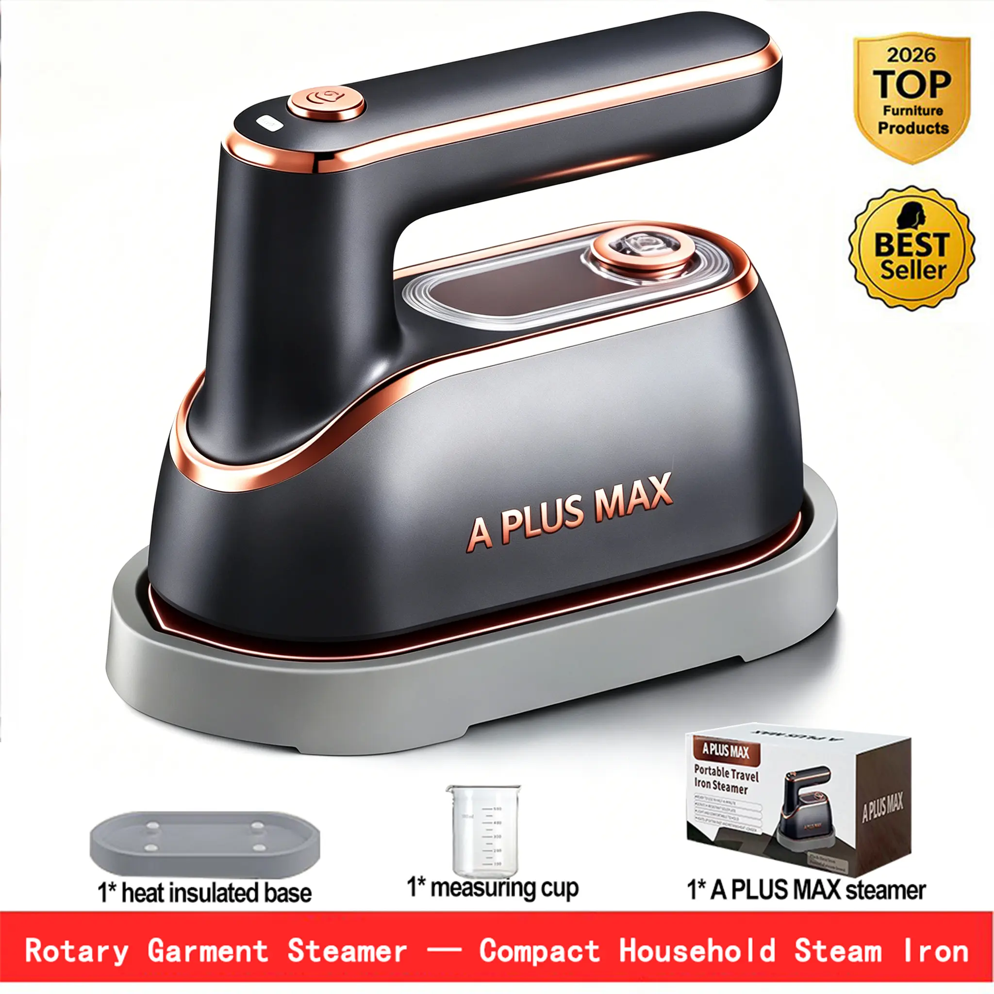 2-in-1 Handheld Steamer for Clothes - Cordless Foldable Mini Compact Powerful Clothing Steamer Iron, 15s Heat Up, Temperature Control, 150ml Tank, Lightweight Ironing Machine Household Steam Machine for Home, Travel