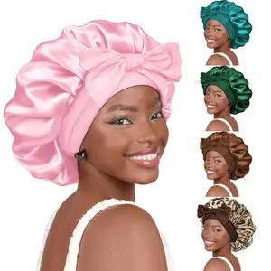 5 Pack Satin Braid Bonnet for Women | Large Silk Sleep Cap with Stretchy Tie Band | Soft Hair Protection for Braids & Natural Hair