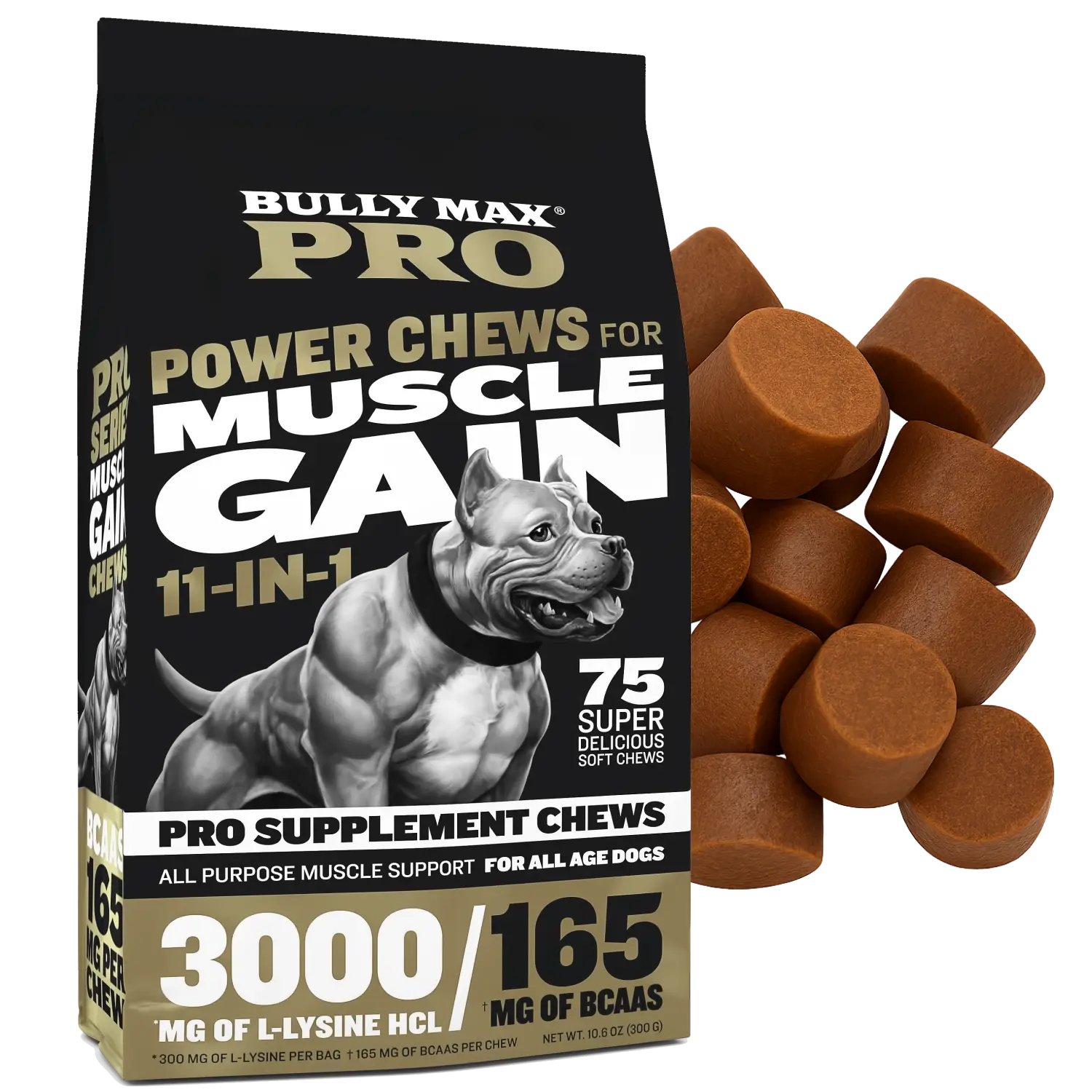 Bully Max Pro 11-in-1 Muscle Gain Power Chews - 75 Chews