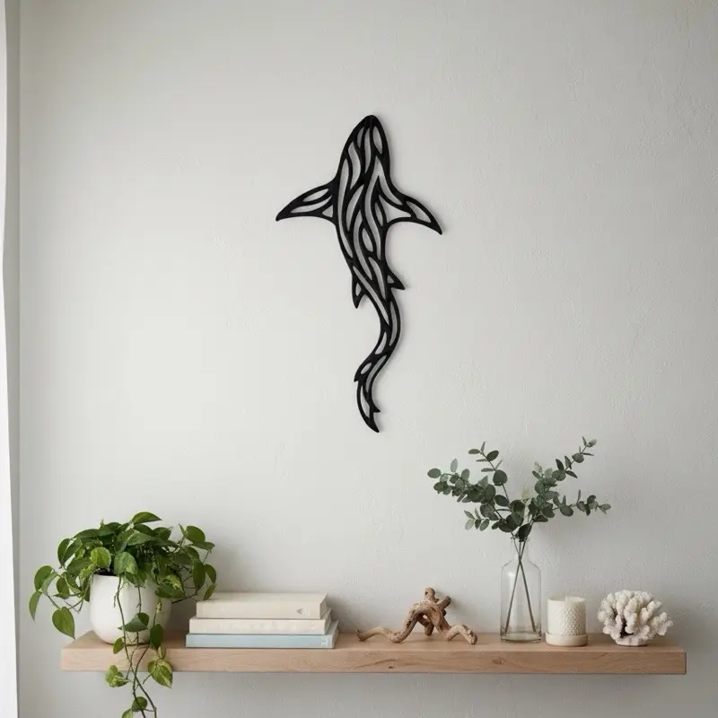 Shark Wall Art Modern Coastal Nautical Decor for Home Decor and Wall Art