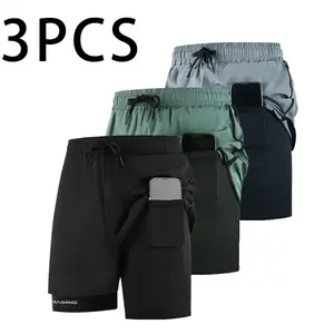 Male Sports Shorts - 3-Pack Quick-Dry Summer Workout Essential Menswear with Hidden Pockets