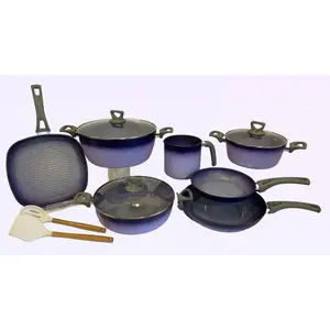NEWARE PURPLE Terracotta BIGGER 12 Piece Cooking Set with Milk Cup/ Batería mas GRANDE de 12 piezas de Terracotta MORADO con POCILLO
