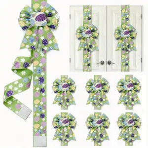 Holiday Easter Cabinet Door Fringe Pastel Color Bunny Egg Bow Wreath 79 x 2.4 Inches Polyester Fiber, Easy to Install & Durable, No Batteries Needed Festive Home Decoration