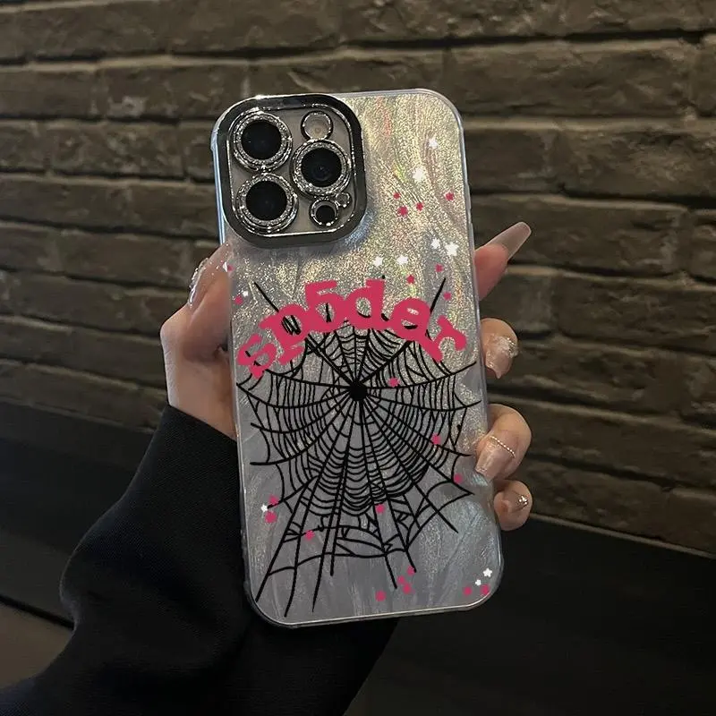 Black Spider Web Pattern Silicone Cellphone Casing for Multi-Model iPhone Series (11 Pro Max-12 Pro-13-14 Plus-15 Pro-16-17 Pro Max), Shockproof, Full Camera Protection, Durable Slim Phone Accessories QX484
