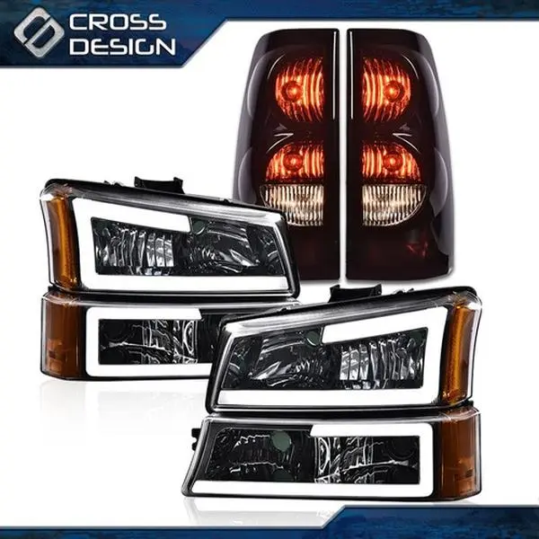CROSSDESIGN LED Upgrade Car Light Set - DRL Parking, Signal, Bumper Lamps & Rear Taillight Lamp for 03-06 Chevy Silverado Truck (Car Exterior Upgrade Accessories)