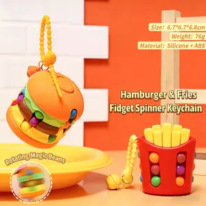 [Limited Gift] MINISO Hamburger, French Fries, and Fun Fruit Magic Bean Fidget Spinner Keychain 075