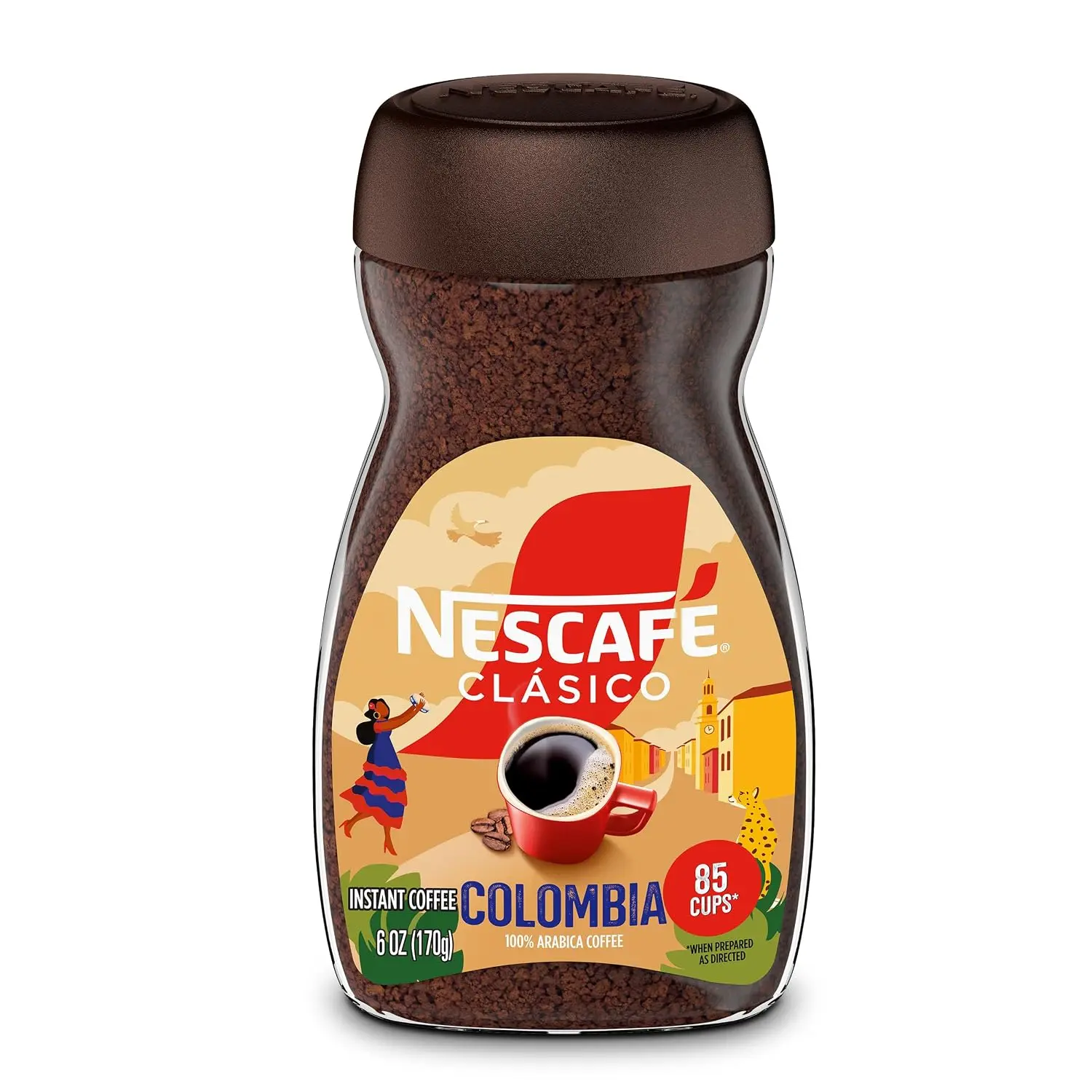 CLASICO Medium Roast Pure Coffee, Origin Colombia Instant Coffee, 6-Pack (170g Each), Rich Bean Flavor