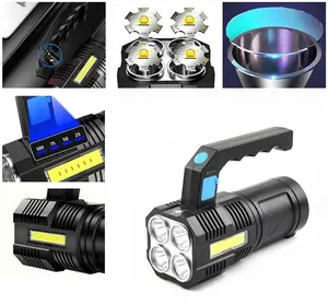 Flashlights High Lumens Rechargeable, 4X LED Super Bright Flash Light, 4 Mode, Waterproof, Powerful Tactical Flashlight for Emergencies Camping Gift