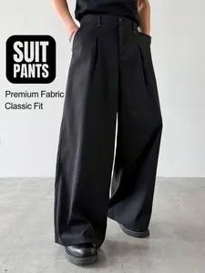 Relaxed-Fit Drapey Wide-Leg Pants with Tailored Waist Details – A Contemporary Fashion Essential