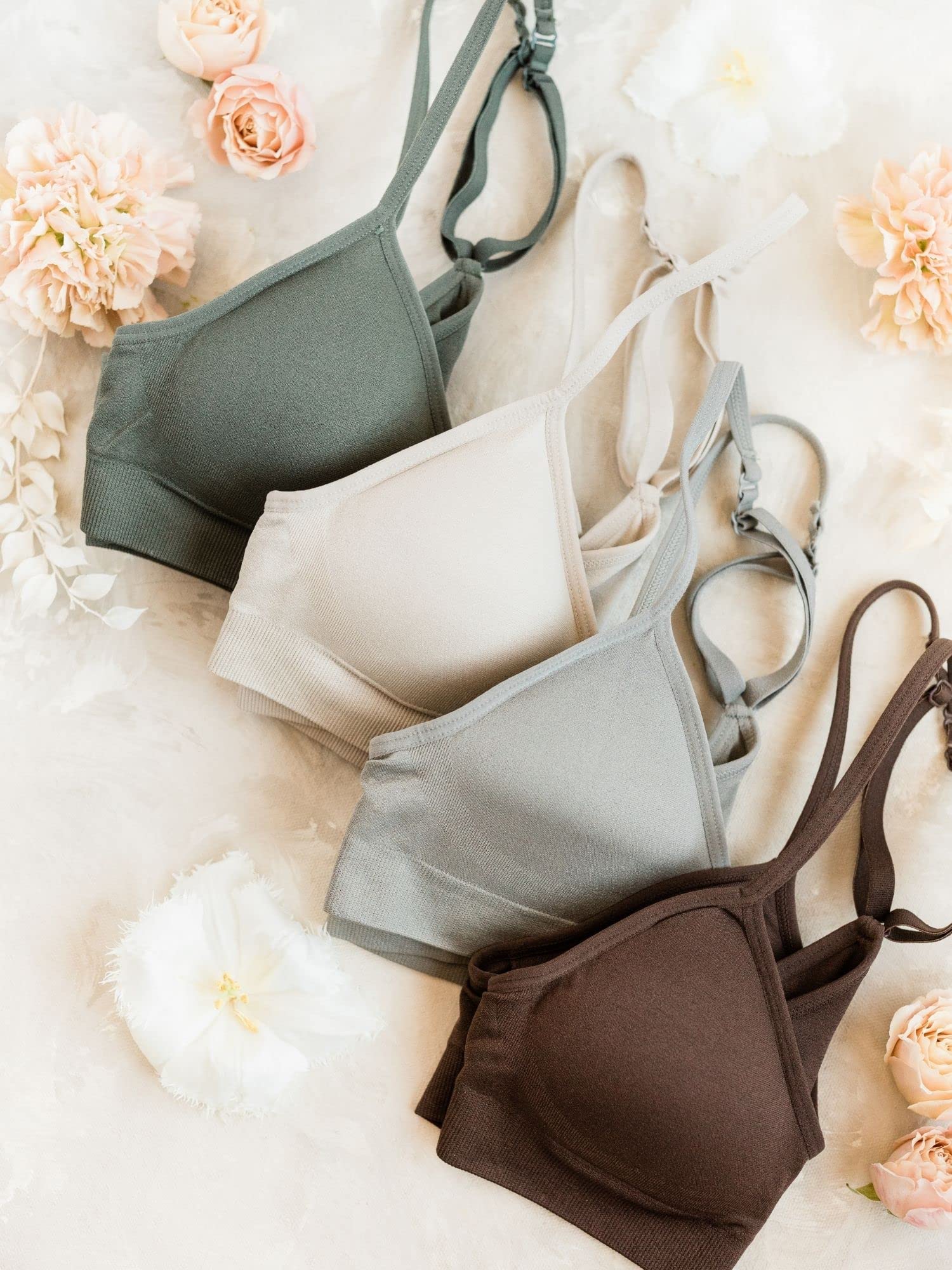 Kalon Racerback 4-Pack Women's Seamless Bralettes All Day Comfy