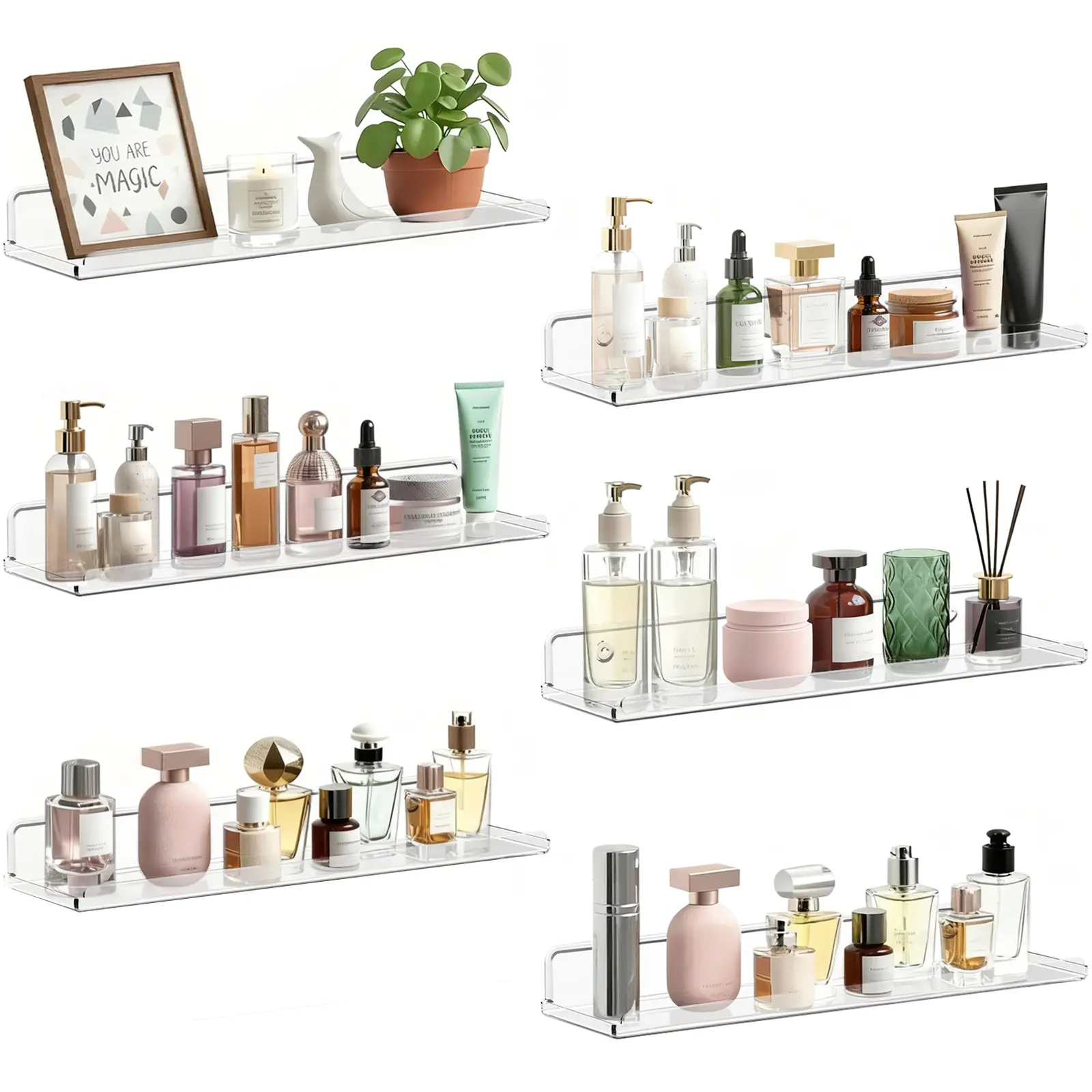 Lifewit Floating Shelves for Wall, Acrylic Shelf, Room Decor Bookcase/Vinyl Record/Photo/Picture in Bedroom, Living Room, Bathroom, Kitchen Storage Hanging Installation,DealsForYouDays