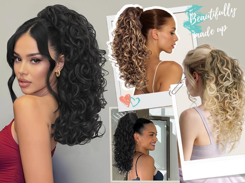 Kookastyle ponytail extension 18inch Claw Clip in Ponytail Extension Short Curly Wavy Ponytail Hair Extension Jaw Clip on Pony Tails Hairpiece for Women Kookastyle ponytail extension 18inch Claw Clip in Ponytail Extension Short Curly Wavy Ponytail Hair Extension Jaw Clip on Pony Tails Hairpiece for Women