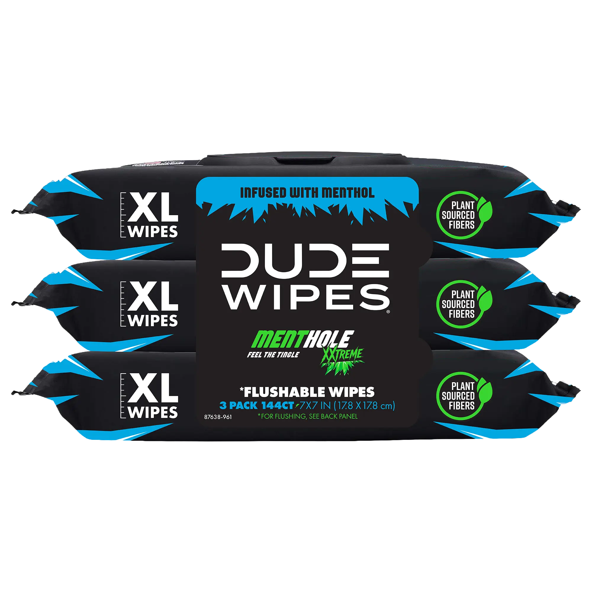 Dude Wipes MentHOLE Flushable Wipes FEEL THE TINGLE  -  Septic Safe Wet Wipes 3pk 144 Wipes
