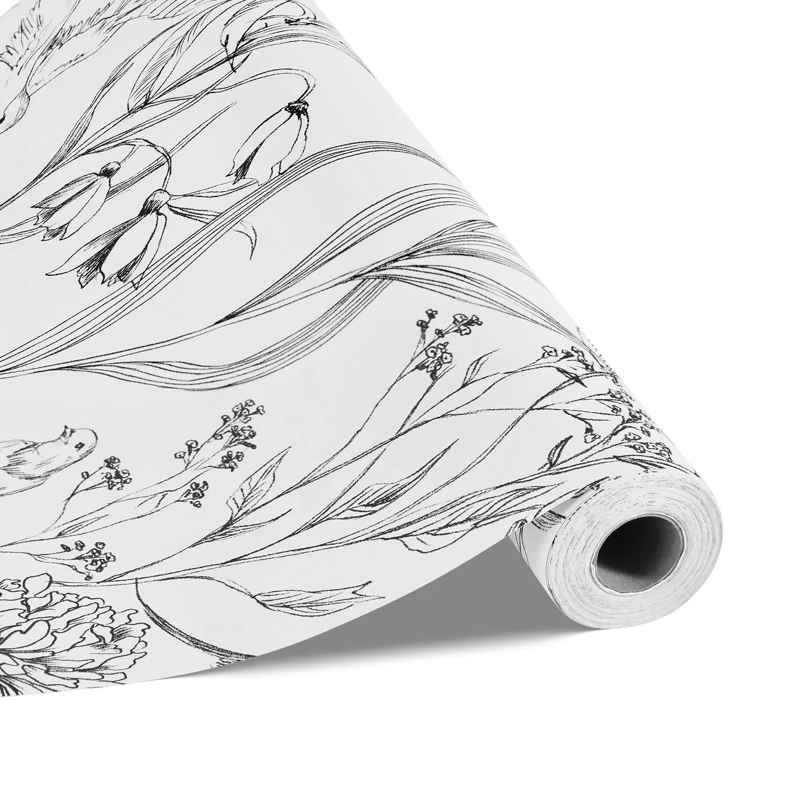 【SummerFinds】VEVOR Self-Adhesive Peel and Stick Temporary Wallpaper, 17.7x393.7in Minimalist White Line Art Botanical Floral PVC Vinyl Roll, Waterproof Easy-to-Clean Wall Decor for Bedroom, Kitchen