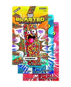 1UP Candy Blasted Sour Belts – Blasted Kit | Crunchy-Coated Sour Candy Variety Pack (3 Bags)