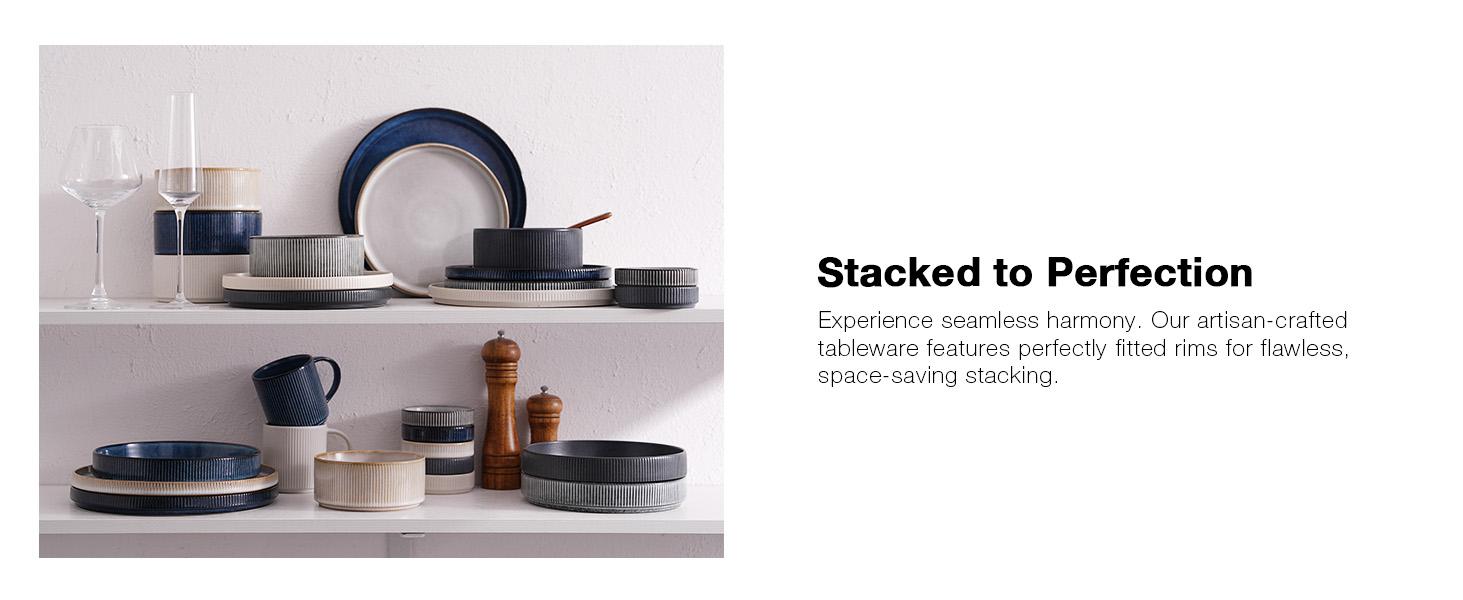 Famiware Star Series 4-piece Stoneware 12-oz Coffee Mug Set Stylish, Nebulas Blue