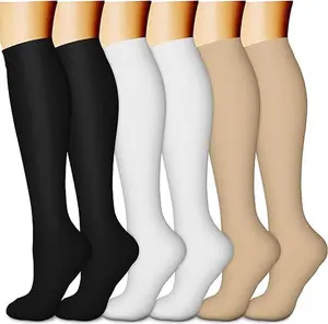 6 Pair Compression Socks Unisex Calf Length Designed for Active Movement Featuring Breathable Quick Dry Fabric with Anti Odor Performance for Running Training Gym Yoga Travel and Daily Wear