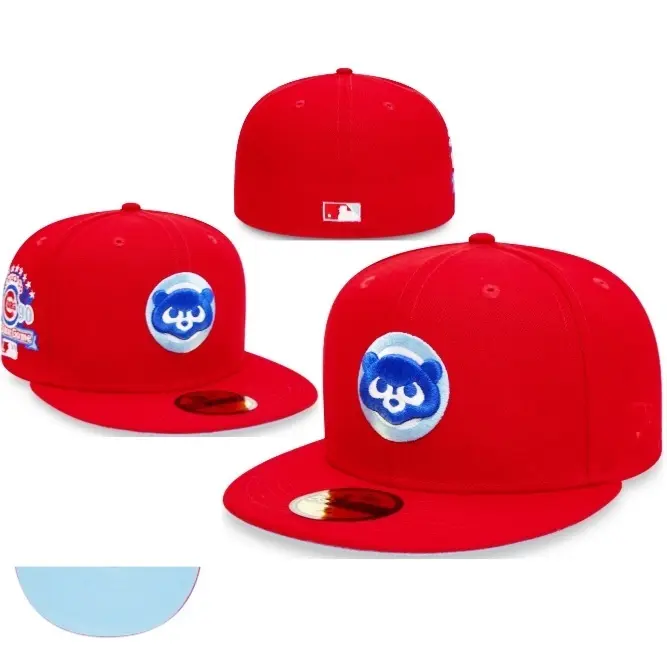 Custom Red Chicago Cubs Fitted Cap – Ice Blue Bottom & 1990 All-Star Side Patch MLB Baseball Hat