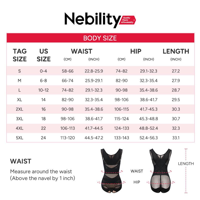 [Live Now] Nebility Women's Basic Shapewear Bodysuit - All-Season Comfort, Curve Hugging Compression, Minimalist Black Womenswear Hip