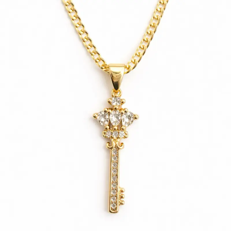 Key pendant with a Cuban chain 3 mm wide 20 inches long